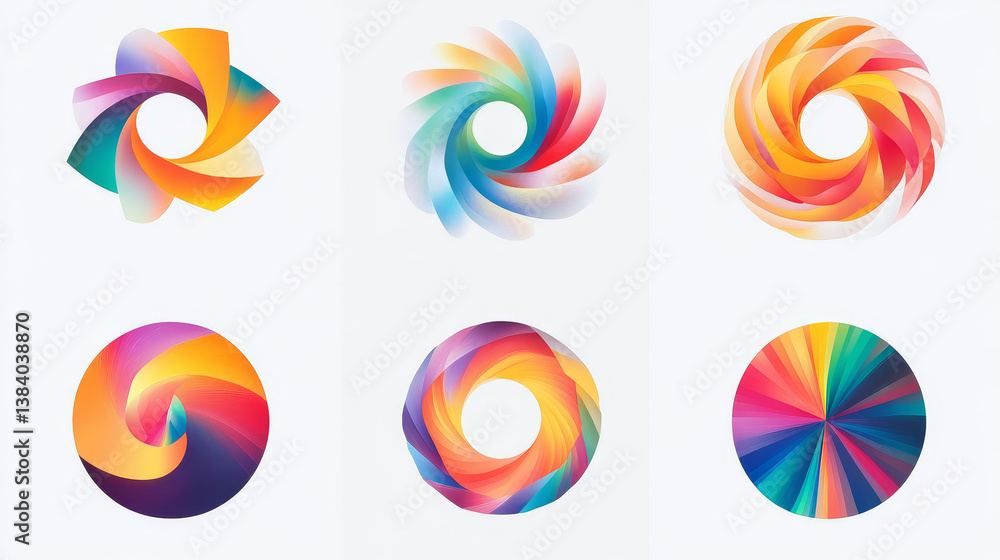 Fototapete set of color abstract symbols for design - also as emblem or template. jpeg version also available i