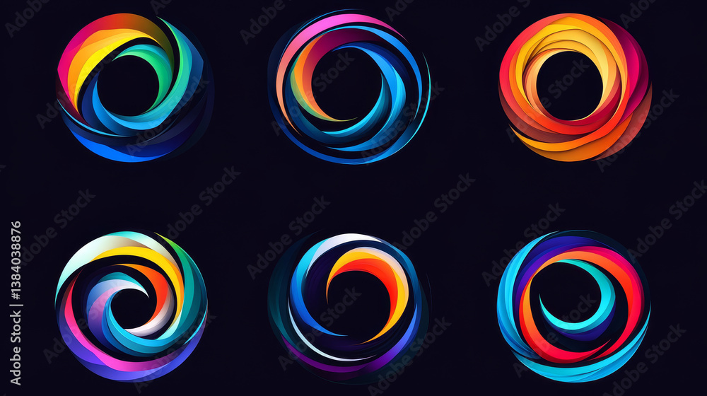 Fototapete set of color abstract symbols for design - also as emblem or template. jpeg version also available i