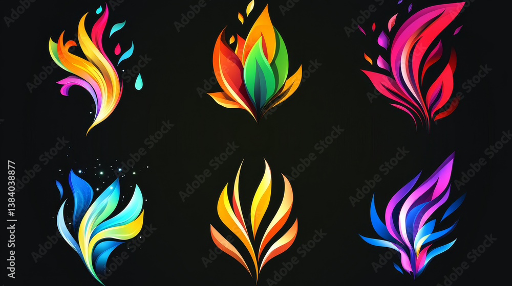 Aufkleber set of color abstract symbols for design - also as emblem or template. jpeg version also available i