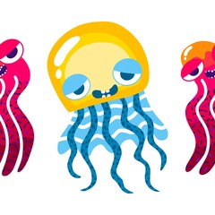 Summer ocean animals seamless octopus and jelly fish pattern for wrapping paper and kids print and party accessories