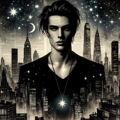 Futuristic vintage american fashion young man