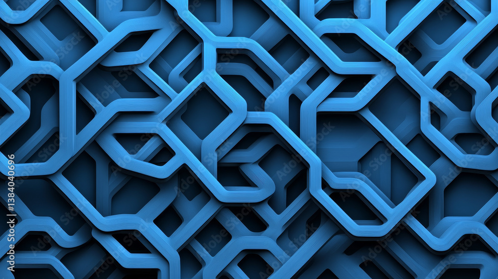 Poster blue hexagon pattern.3d rendering