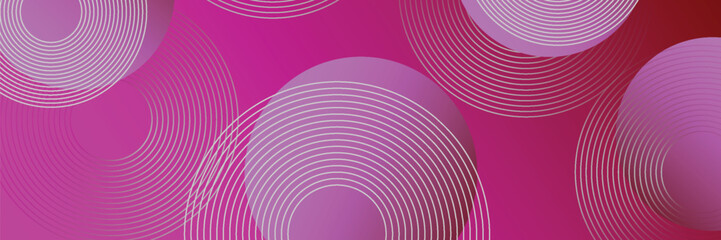 abstract pink banner background with circle lines. vector