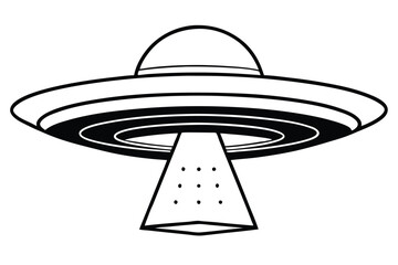 UFO in Space Silhouette Illustration and Extraterrestrial.
