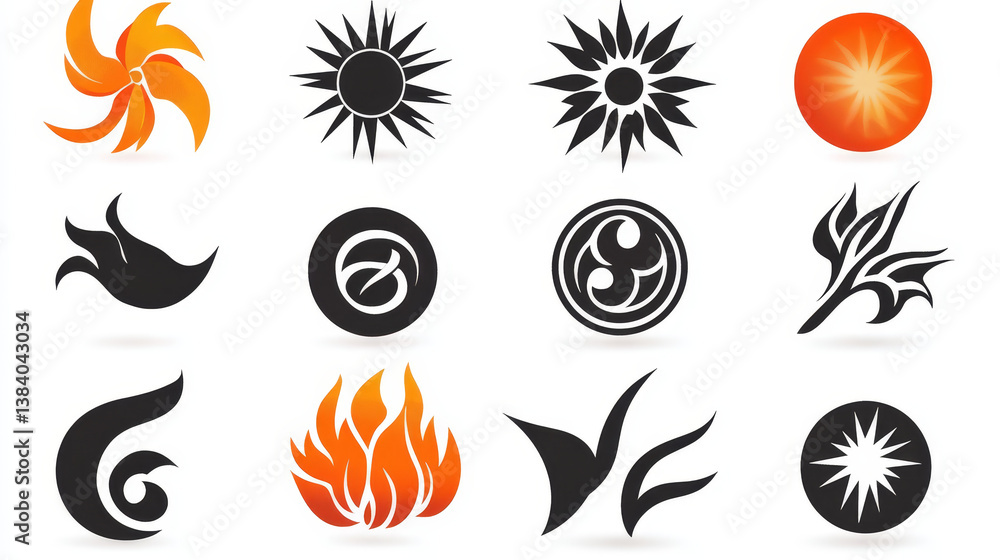 Aufkleber set of different abstract symbols for design, also a logo idea. jpeg version is also available