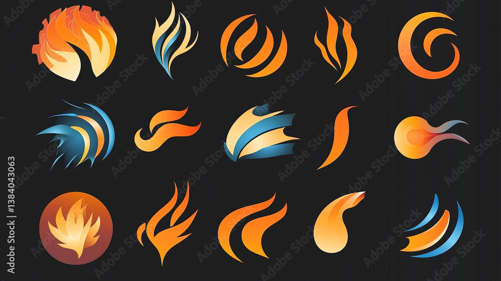 Aufkleber set of different abstract symbols for design, also a logo idea. jpeg version is also available