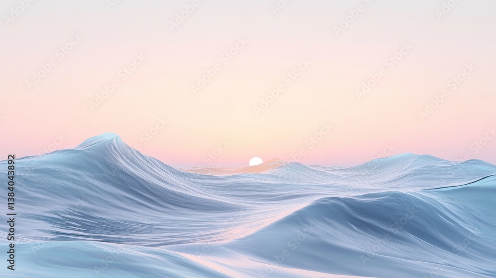 Aufkleber peaceful seascape with soft rolling waves under a pastel sky during sunrise creating a relaxing mini