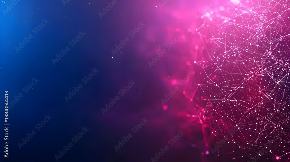 Poster abstract digital network design with pink and blue gradient background