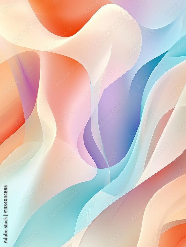 Aufkleber Modern abstract background featuring layered gradient forms in soft pastel tones and a fluid minimalistic aesthetic
