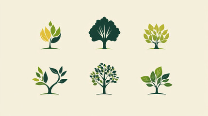 Green landscape design icons template for build and maintain service or eco environment company. Vector symbols of gardening or garden horticulture landscaping for green ecology nature trees or park