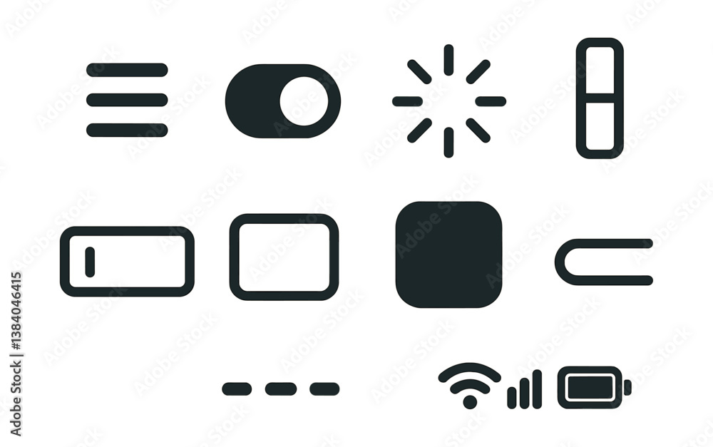 Poster simplified icons. essential interface elements for modern ui/ux design. vector icons
