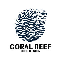 Coral Reef Vector Logo Design