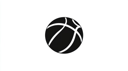 Black basketball icon; simple graphic; white background; sport design