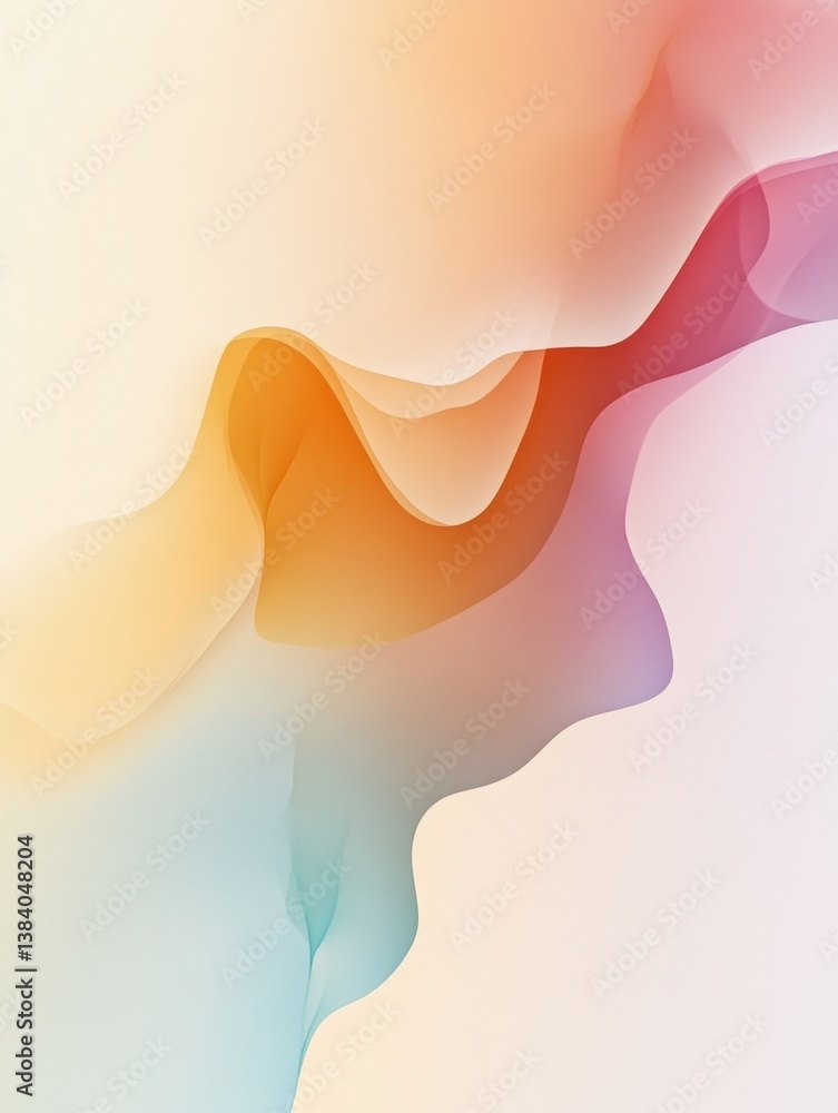Aufkleber Modern abstract background featuring layered gradient forms with soft pastel tones and a fluid, minimalistic aesthetic in harmonious design