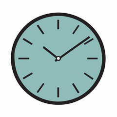 Clock displays current time on light green surface isolated illustration
