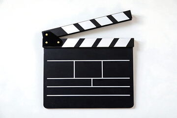 Fototapeta premium Movie clapperboard isolated on white background for filmmaking and film industry