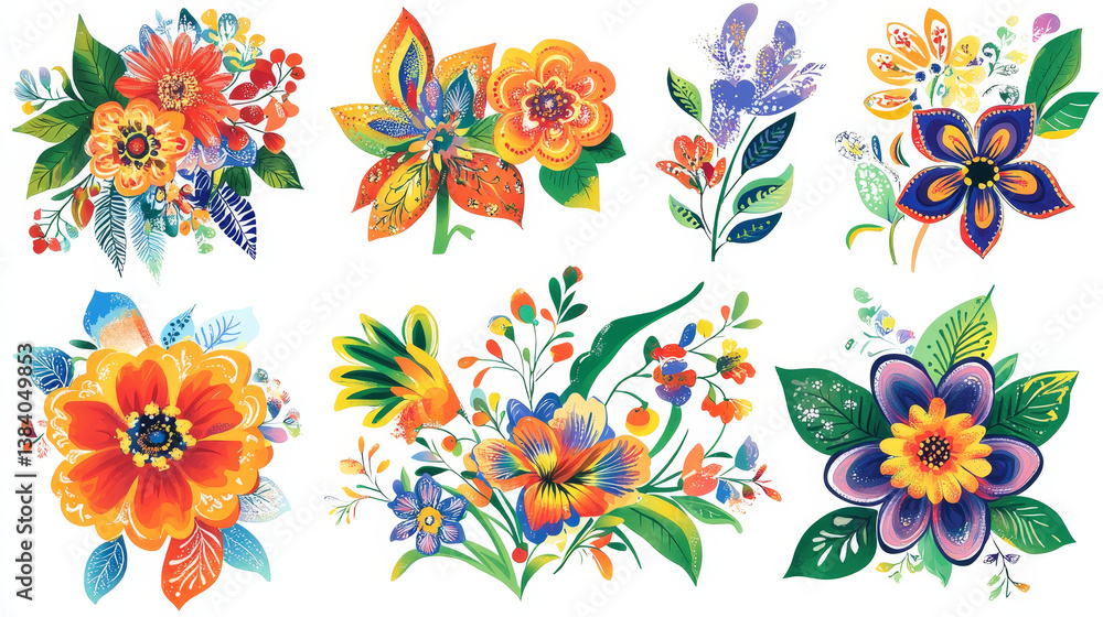 Aufkleber floral patterns for design isolated on white. jpeg version also available in gallery