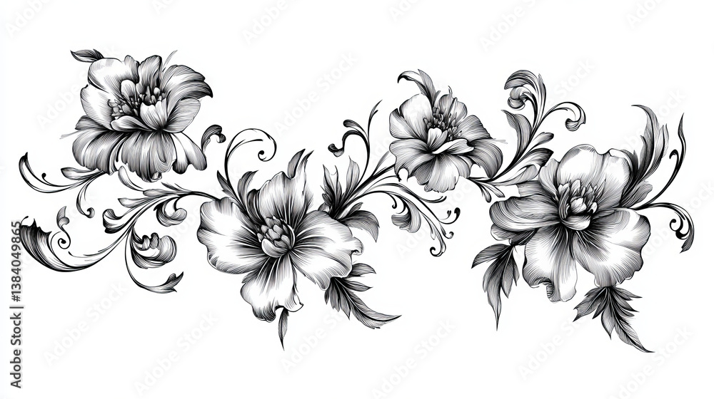 Poster floral patterns for design isolated on white. jpeg version also available in gallery