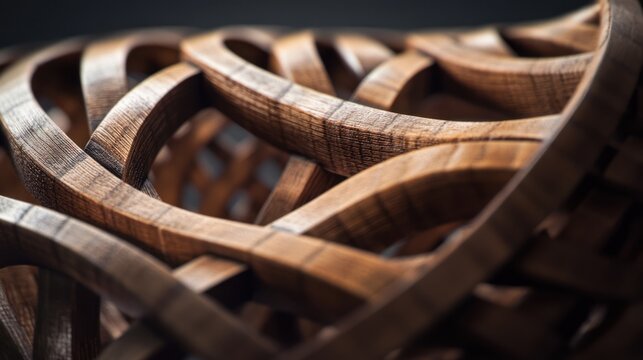 Intricate wooden sculpture detail, dark background, art craft