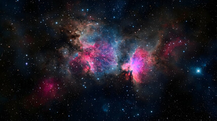 Colorful Nebula With Starry Night Sky