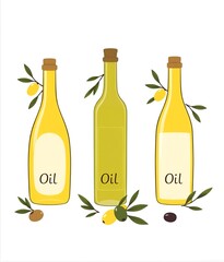 Olive Oil Bottles Illustration