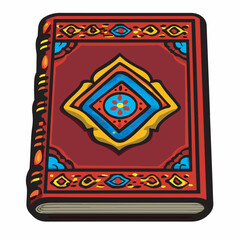 Decorated book presents artwork vintage style isolated illustration