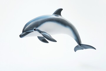 Fototapeta premium A playful dolphin leaps gracefully through the air, showcasing its sleek, streamlined body and powerful tail.