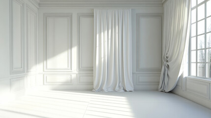 Fototapeta premium Mockup wall in the children's room on wall white colors background.3D Rendering 