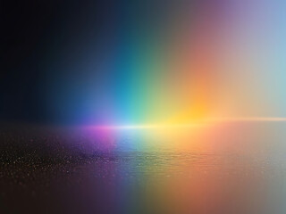 Naklejka premium Blur colorful warm rainbow light leaks on black background vibrant rainbow over tranquil ocean at sunset nature beauty sea photography tranquility color image multi colored water. ai
