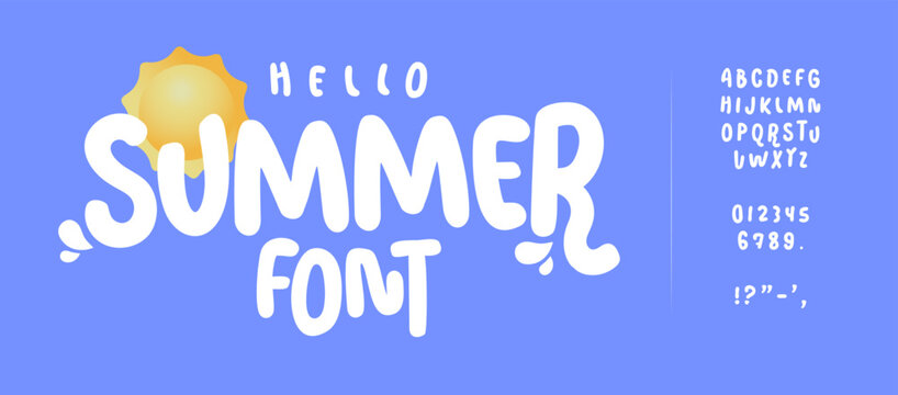 Playful Summer Font with Bold Handwritten Letters and Sunny Beach Vibe. Witty Youth Alphabet for Kids Designs, Vacation Posters, and Party Invites. Vector typeset