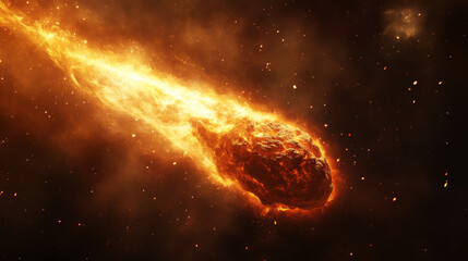 Obraz premium Fiery light flares, glowing sunbeams or rays effect set. Energy burst, flying comet or burning meteorite tale, sunset shine edge 3d realistic vector. Magical shine, fantasy glow lines design element