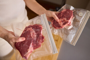 Sealing Fresh Meat for Preservation Using a Vacuum Sealer for Longer Lasting Freshness