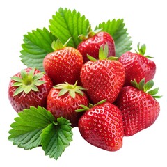 Natural Juicy Strawberries with Green Tops and Vibrant Red Shine Ripe Fresh Fruit Photography for Home and Kitchen Spaces