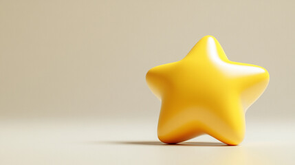 yellow star icon representing rating, review, and quality, symbolizing the highest ranking and customer satisfaction, isolated on a white background with a 3D user experience concept