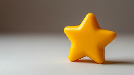 yellow star icon representing rating, review, and quality, symbolizing the highest ranking and customer satisfaction, isolated on a white background with a 3D user experience concept
