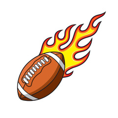 rugby ball with flames vector illustration american football design