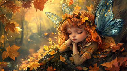 Fairy in autumn park