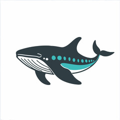Obraz premium Graphic whale swims forward ocean white background art