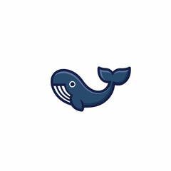 Cute whale swims calmly within a minimalistic ocean scenery