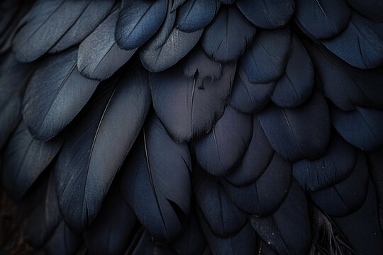 Glossy Black Raven Feathers in Overlap