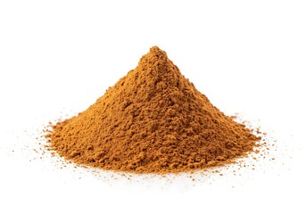 A pile of brown powder on a white background