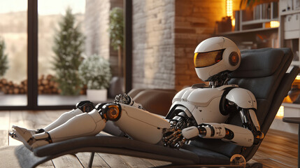Naklejka premium Room Relax your leisure robots,3d rendering