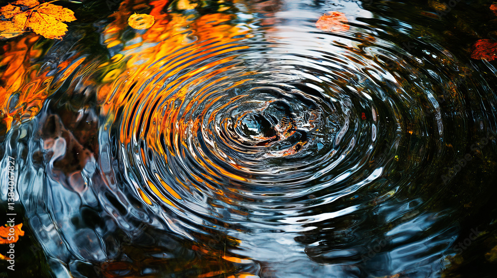Poster ripple water waves top view. realistic 3d vector caustic drop or sound splash motion effect, concent