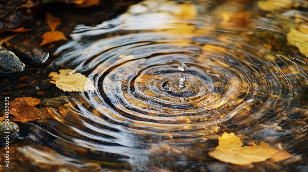 Poster ripple water waves top view. realistic 3d vector caustic drop or sound splash motion effect, concent