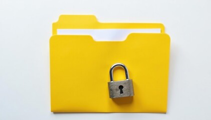 Naklejka premium Locked file folder, confidential document on white , information, password, security