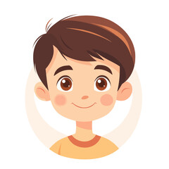 A modern art depiction of a cheerful boy with a smiling face, embodying joy