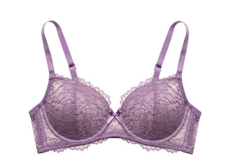 Purple lace bra isolated on a white background.