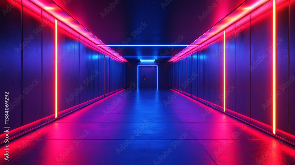 Poster science background fiction interior rendering sci-fi spaceship dark empty corridor the door to the f