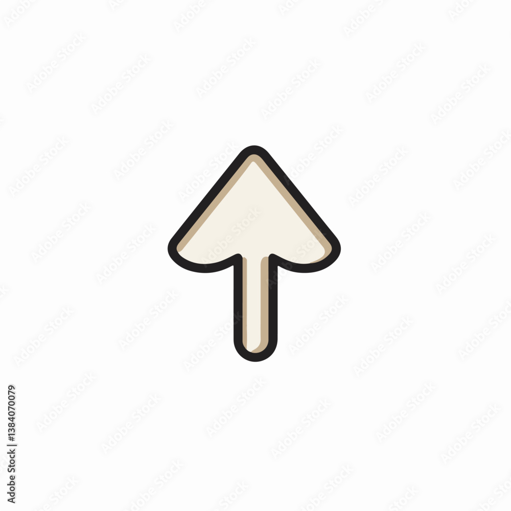 Poster upward arrow points indicates direction on white backdrop detail