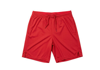 Red sport shorts isolated on white background.